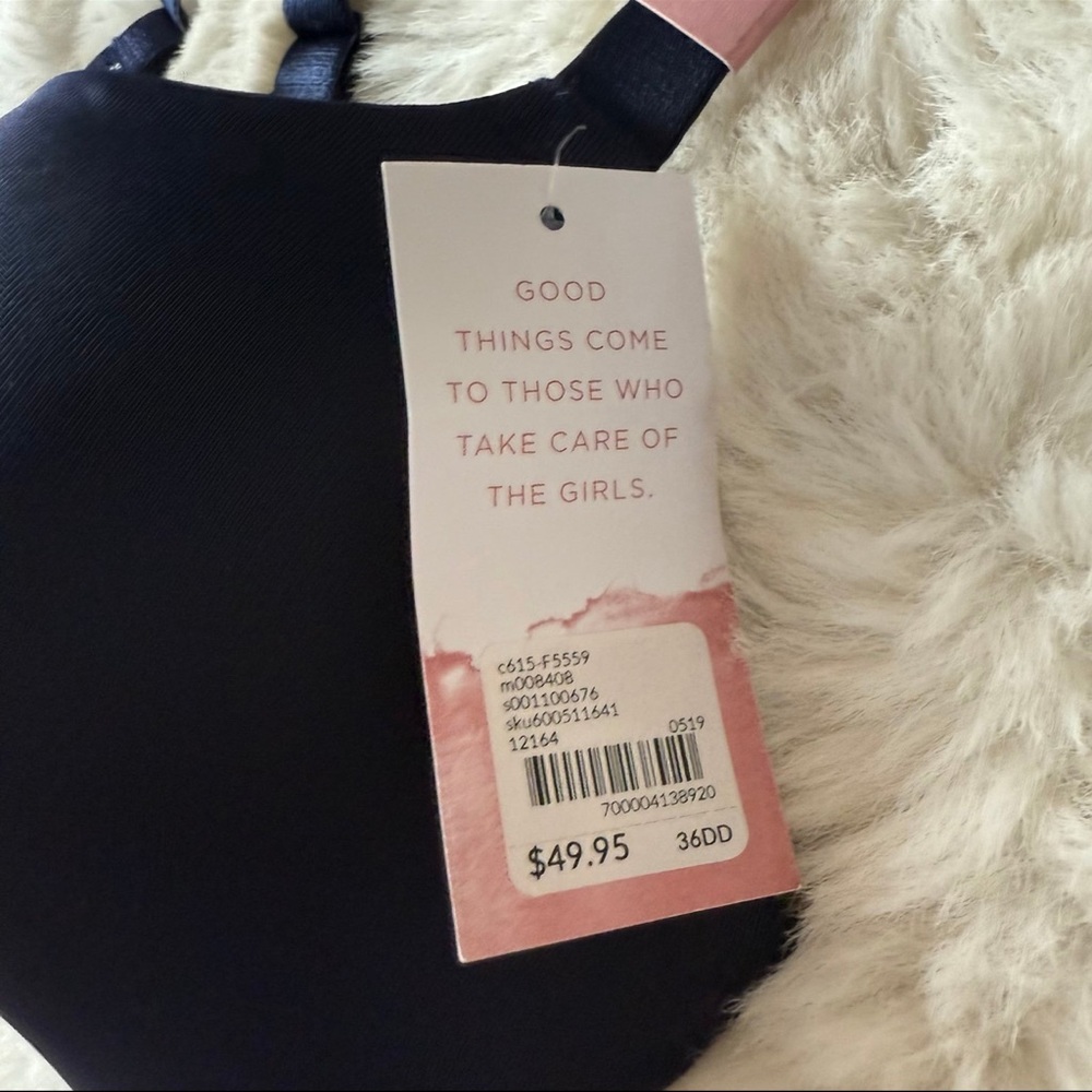 Cacique NWT Navy Smooth Lace Lightly Lined Balconette Bra Size 36DD - Picture 6 of 8